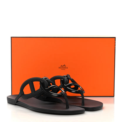 Hermes Rubber Womens Egerie Sandals 37 Black 9 of 9