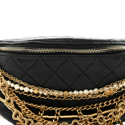 Chanel Lambskin Quilted All About Chains Waist Belt Bag Black 8 of 15