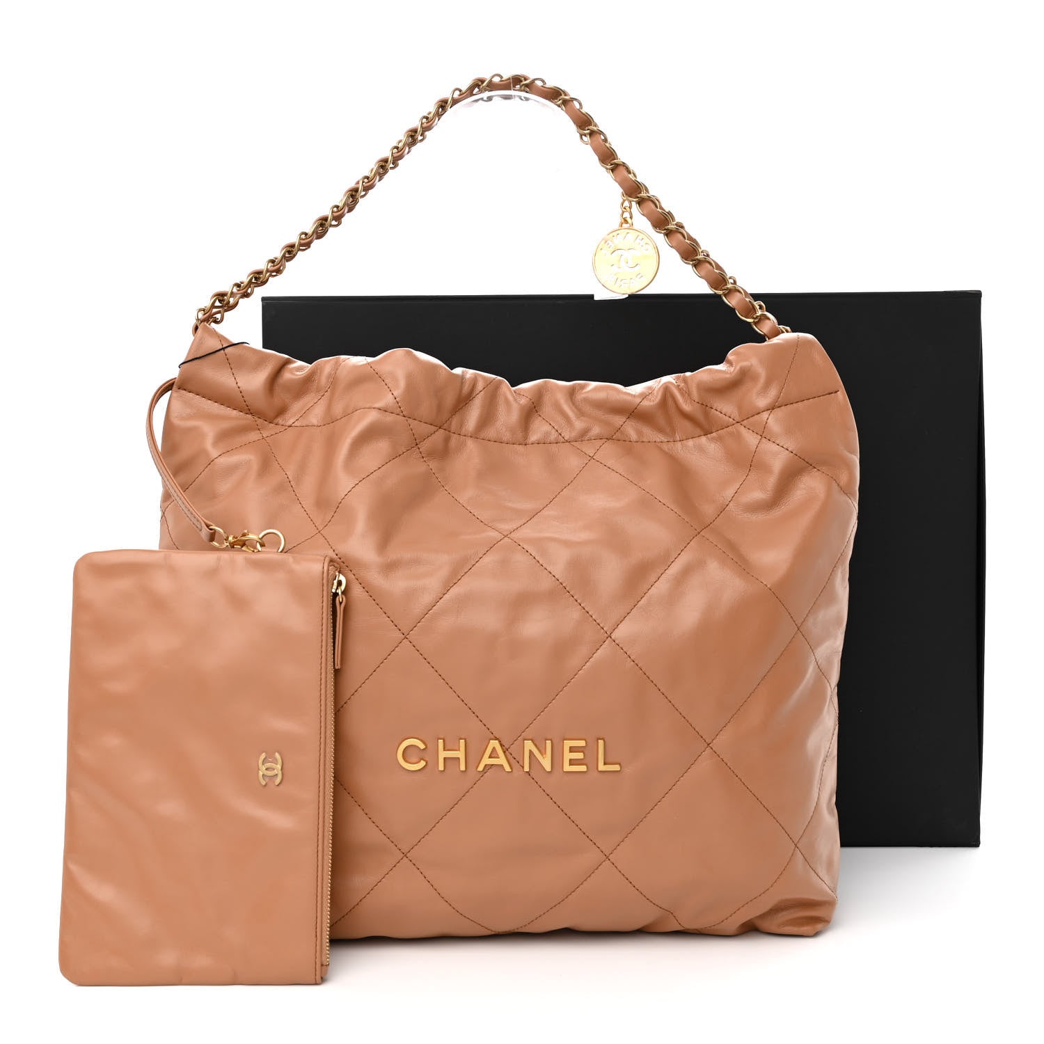 Chanel Shiny Calfskin Quilted Chanel 22 Camel 14 of 14