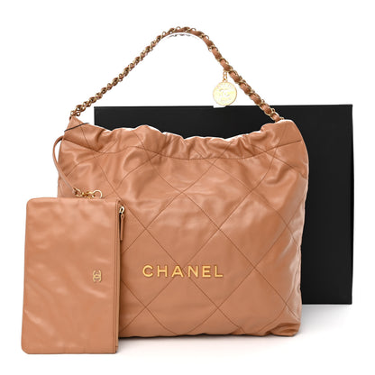 Chanel Shiny Calfskin Quilted Chanel 22 Camel 14 of 14