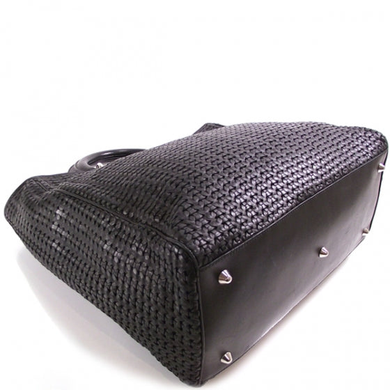 Leather Woven Dior Charm Tote