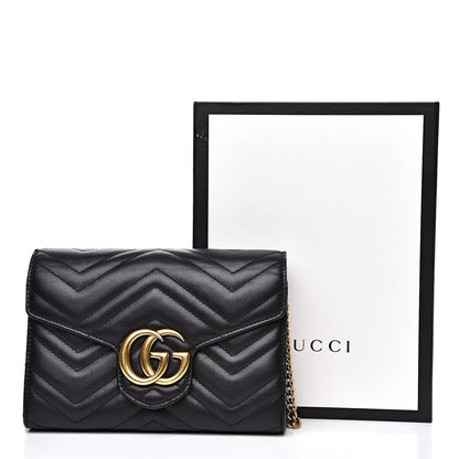Gucci Calfskin Matelasse GG Marmont Chain Wallet Black 18 of 18