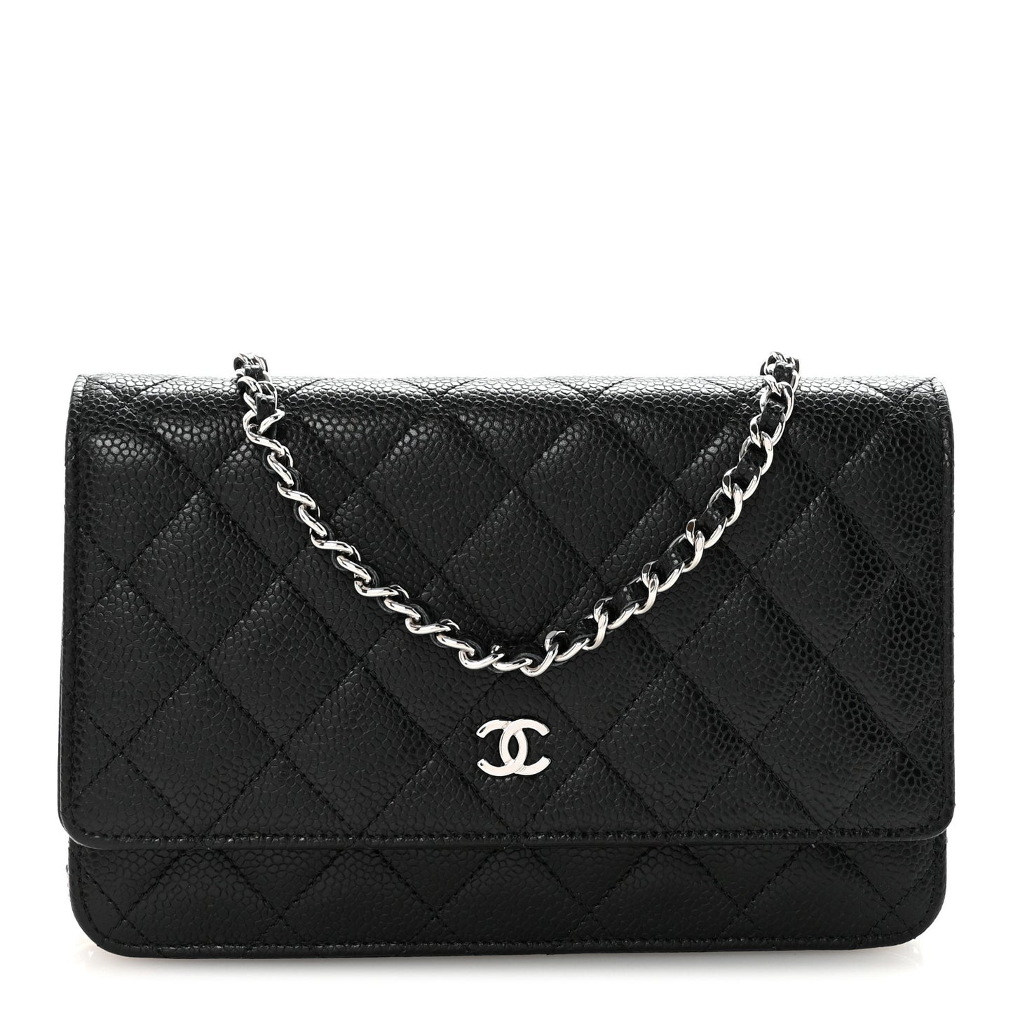 Caviar Quilted Wallet on Chain WOC Black