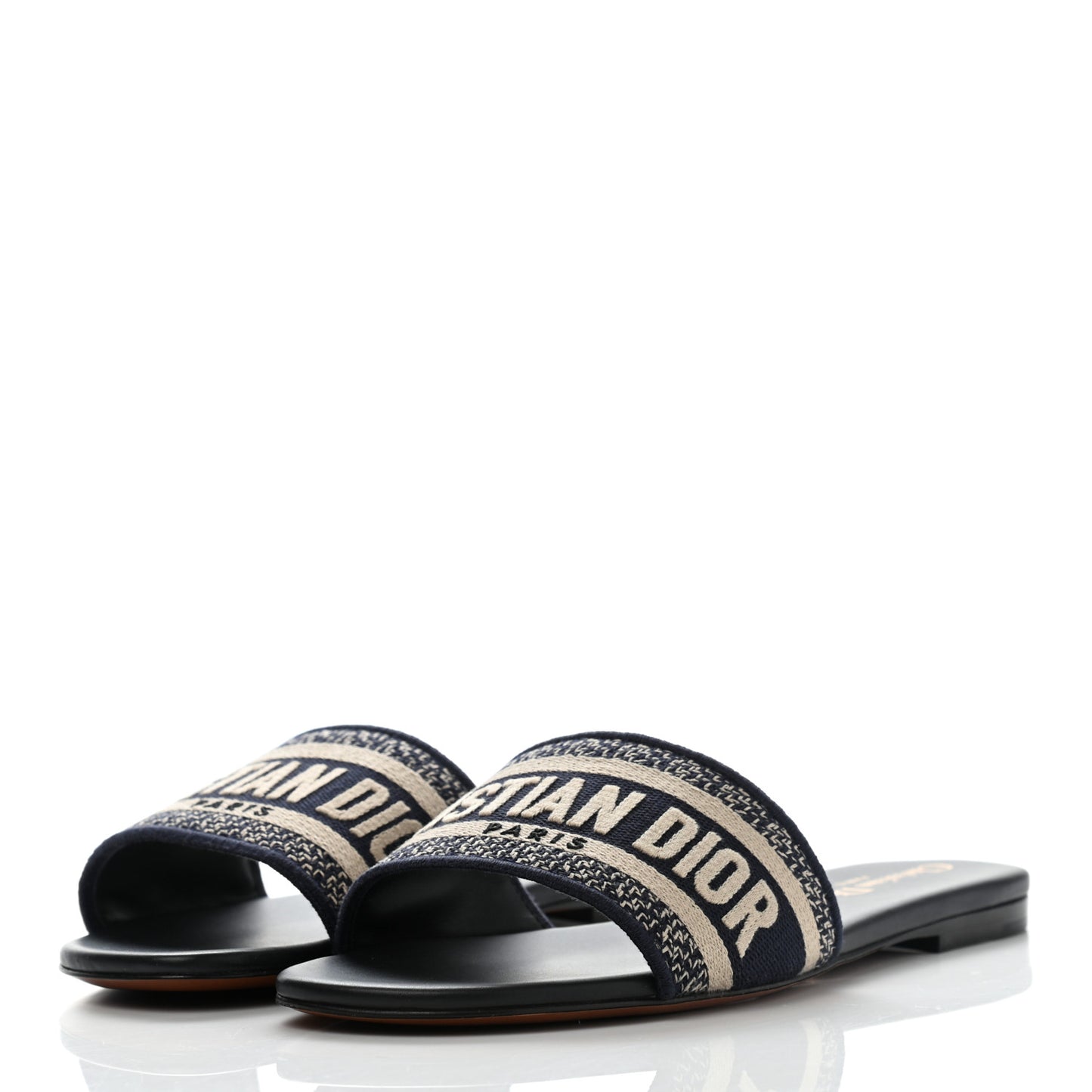 Canvas Embroidered Dway Mules Slide Sandals 37 Deep Blue