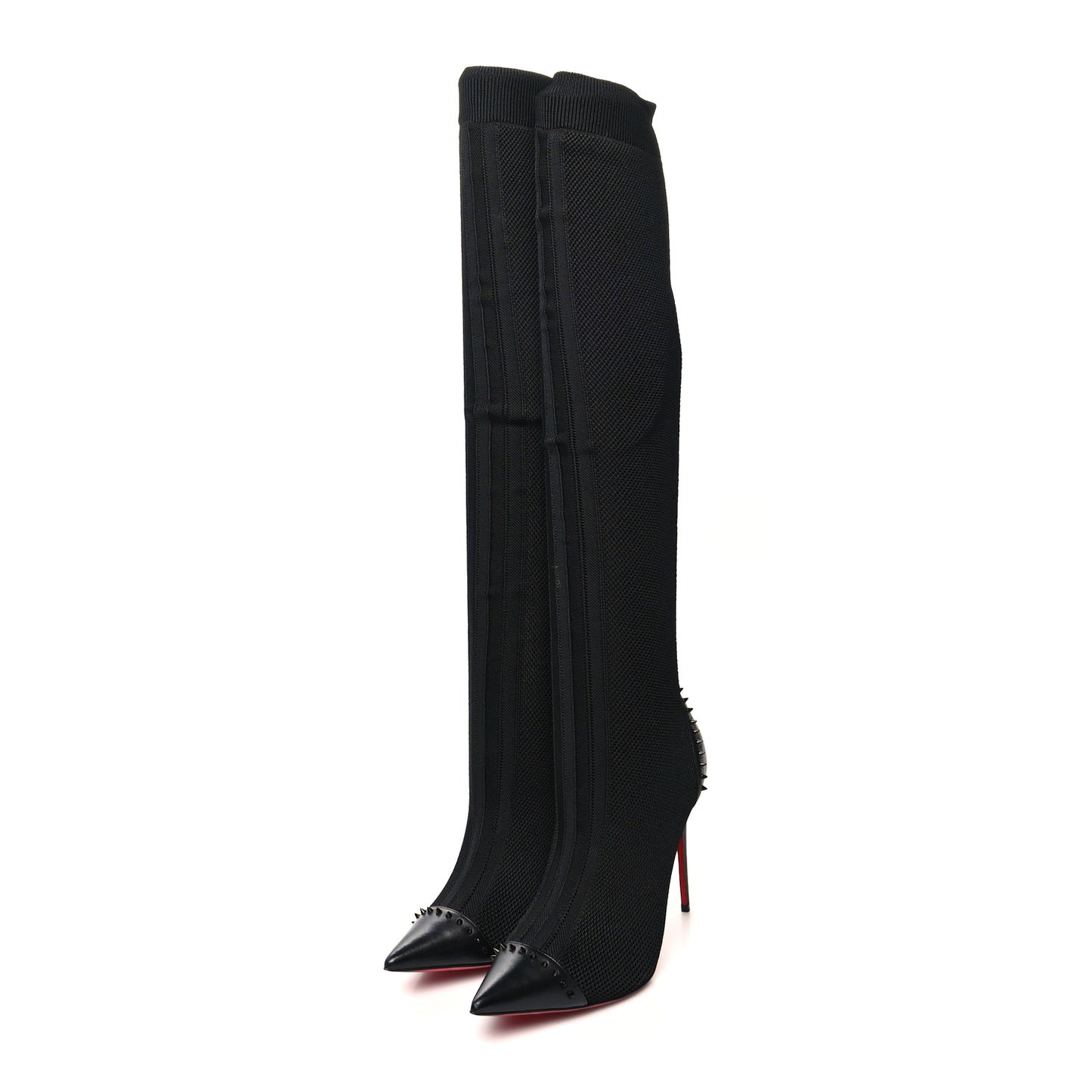Shiny Nappa Maille Tricot Souricette 100 Over The Knee Boots 42 Black