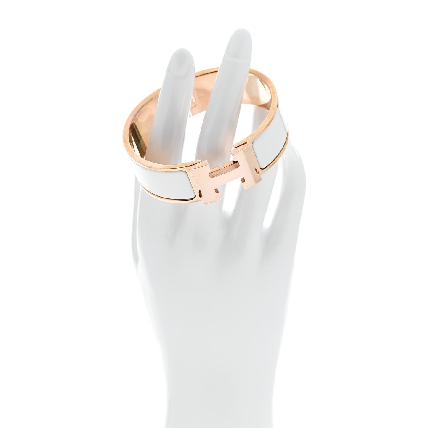 Enamel Wide Clic Clac H Bracelet GM White