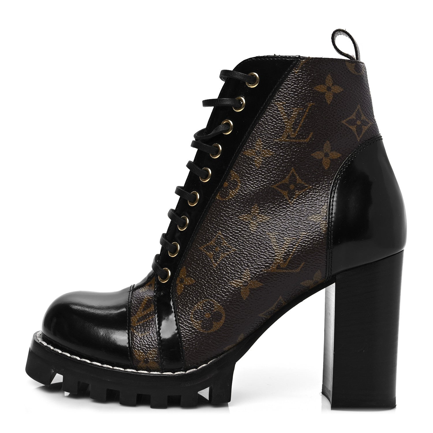 Louis Vuitton Patent Calfskin Monogram Star Trail Ankle Boots 38 Black 1 of 6
