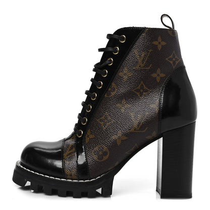 Louis Vuitton Patent Calfskin Monogram Star Trail Ankle Boots 38 Black 1 of 6