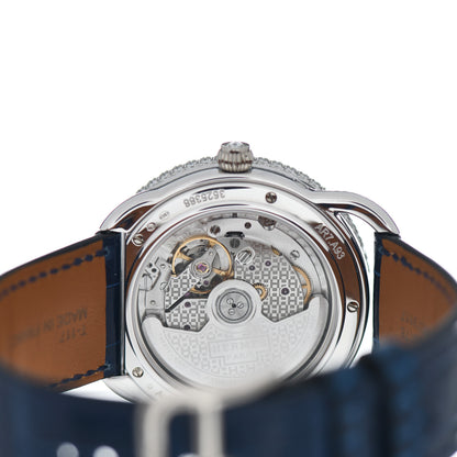 Hermes 18K White Gold Alligator Diamond 38mm Arceau Petite Lune Automatic Watch Bleu Saphir 4 of 5