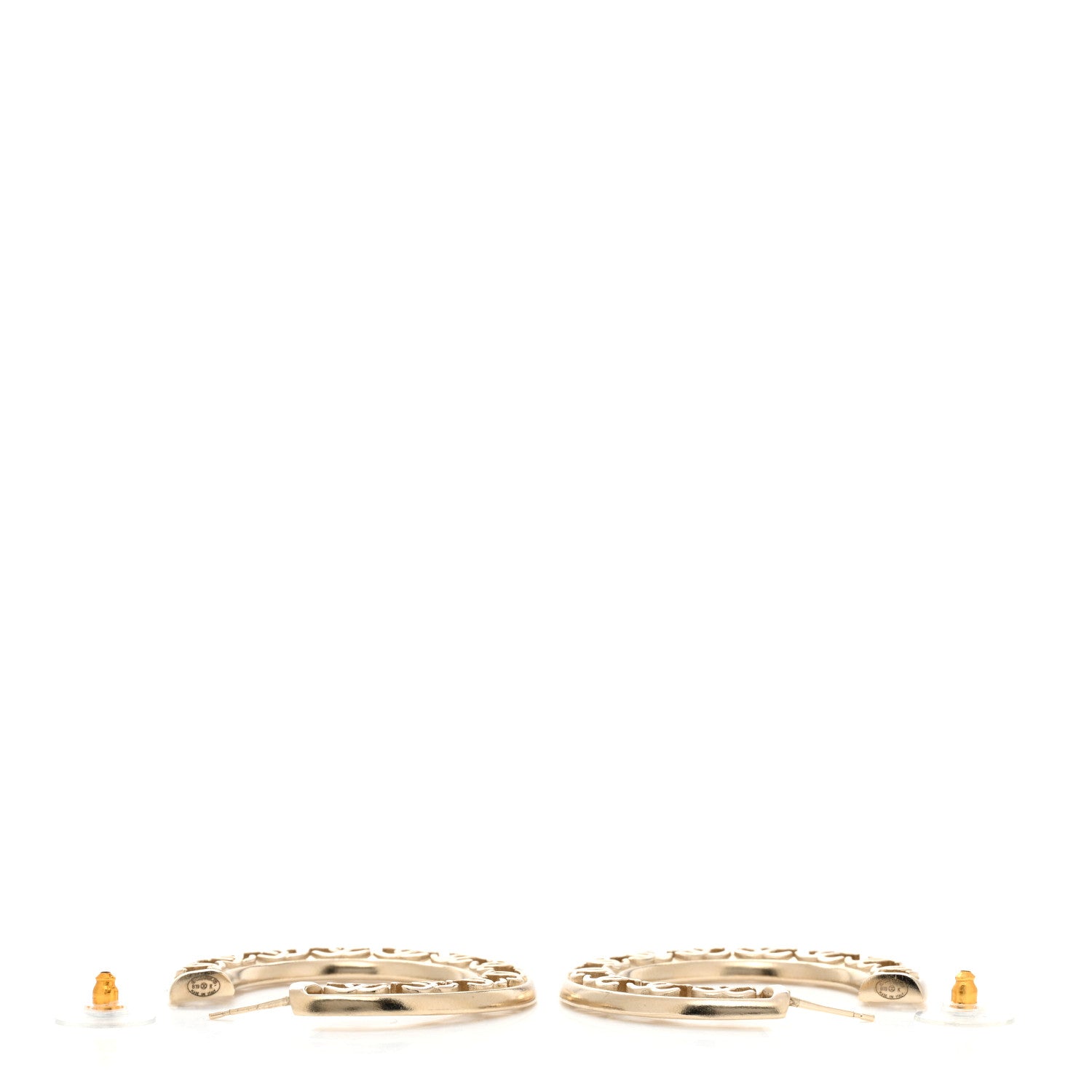Chanel CC Hoop Earrings Gold 4 of 4