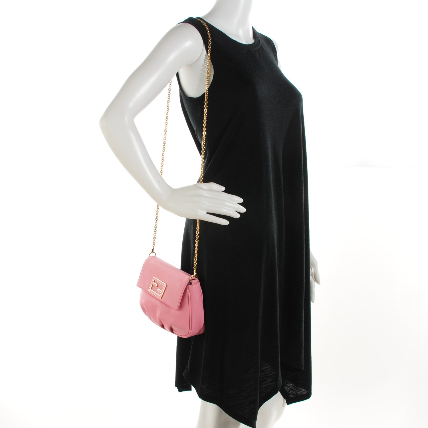 Fendi Vitello Flamingo Enamel Fendista Pouchette Crossbody Pink 2 of 7
