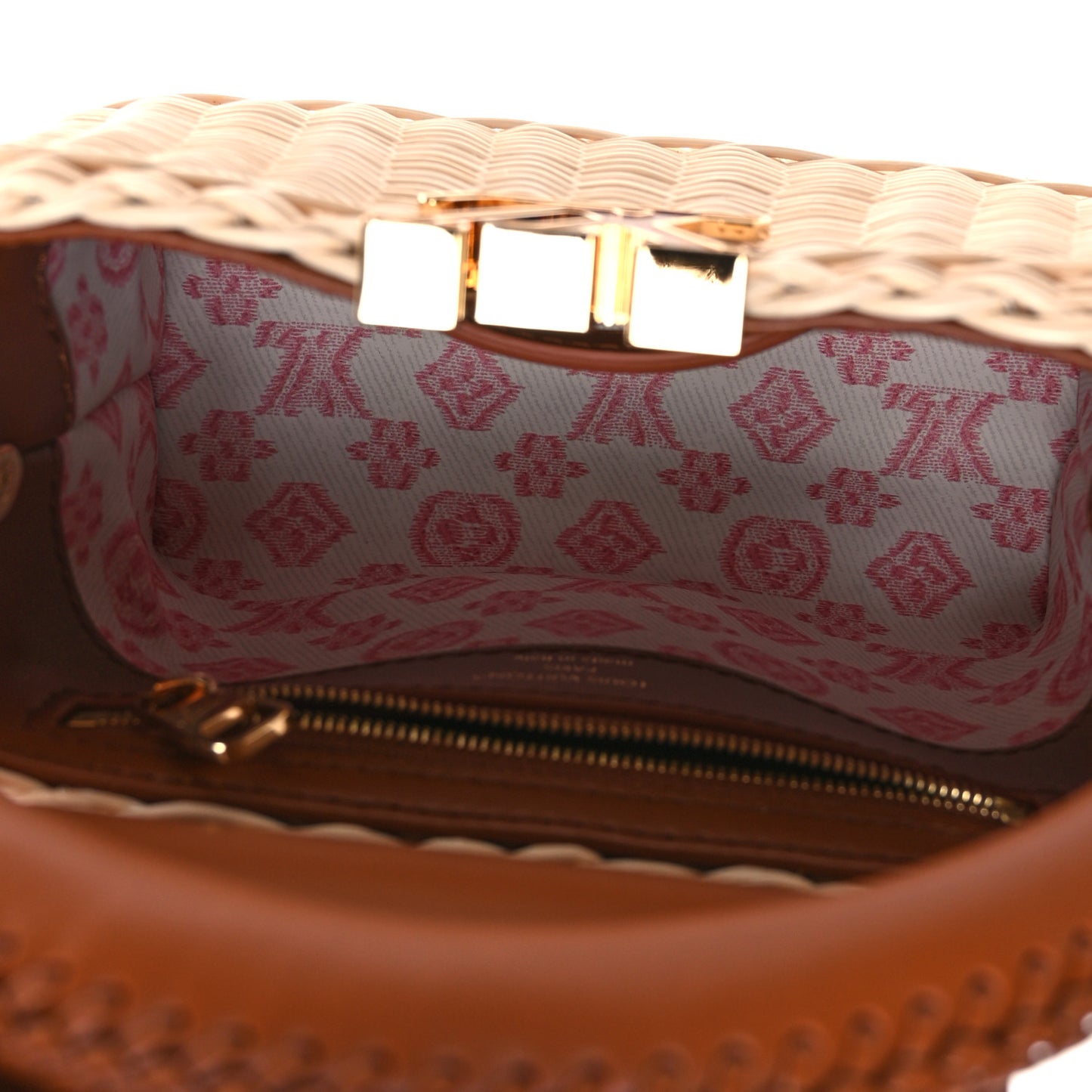 Rattan Calfskin Capucines Mini Brown
