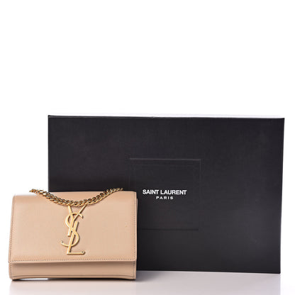 Saint Laurent Grain De Poudre Small Monogram Kate Satchel Nude Powder 15 of 15