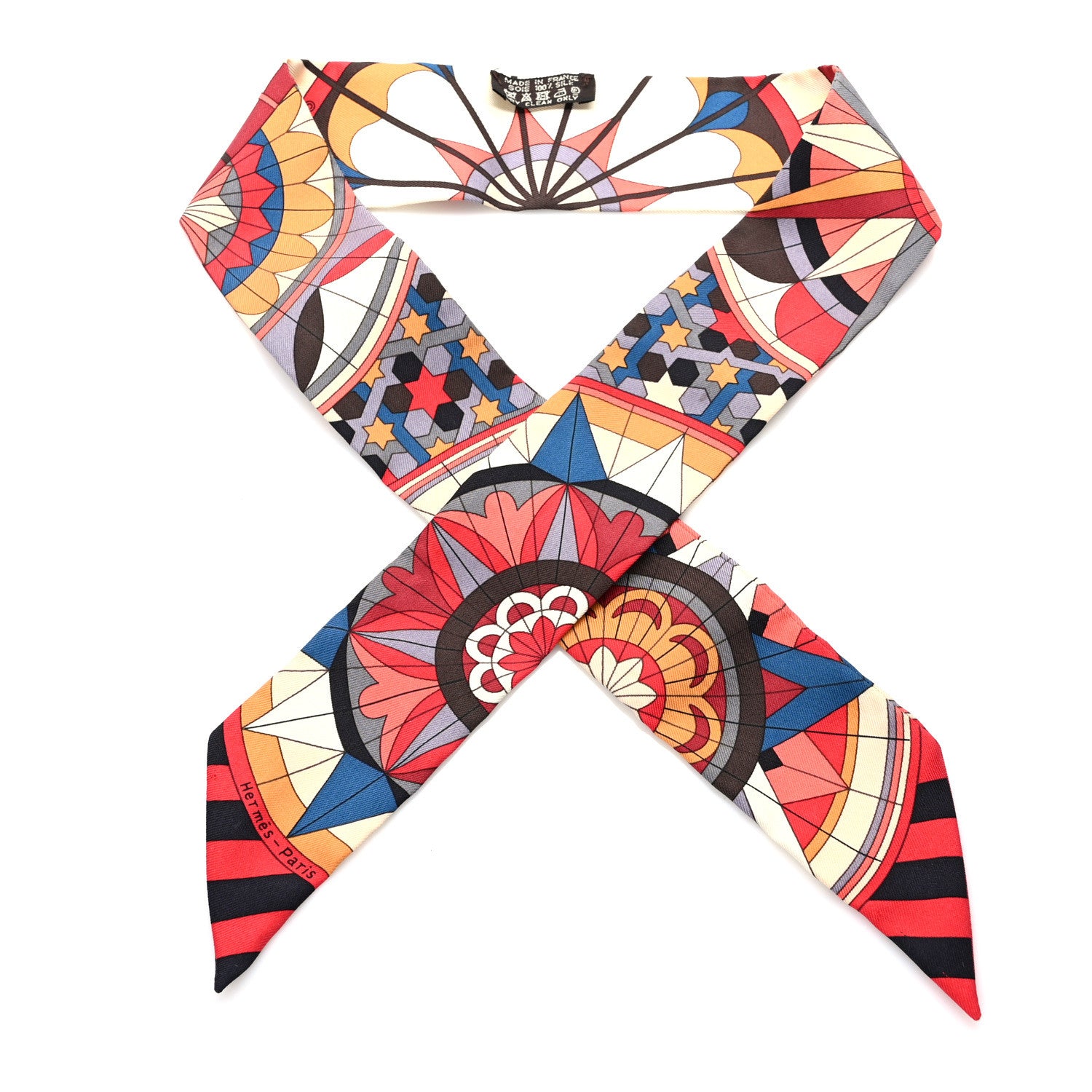 Hermes Silk Rose de Compas Twilly Black Rouge Jaune Pale 1 of 4