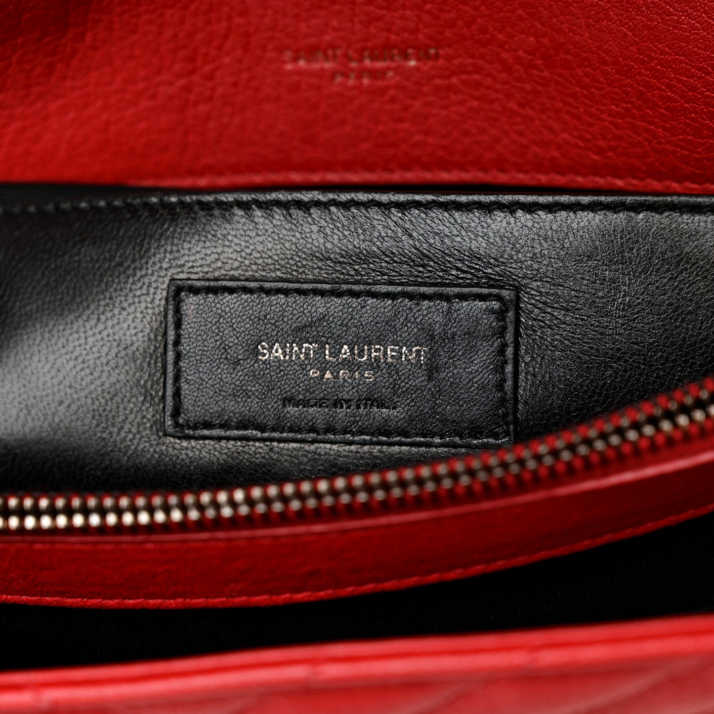 Sheepskin Matelasse Chevron Large College Monogram Satchel Rouge
