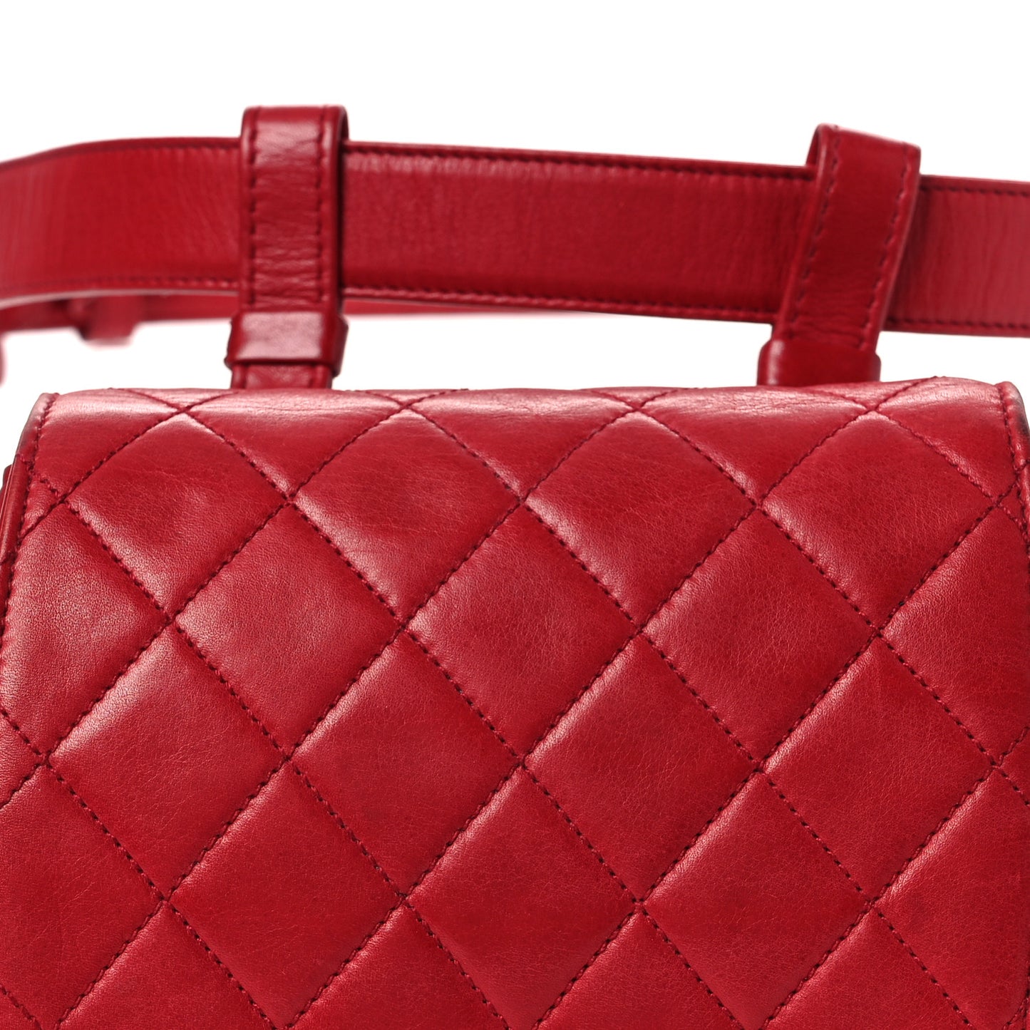 Lambskin Quilted Flap Waist Belt Bag 75 30 Red