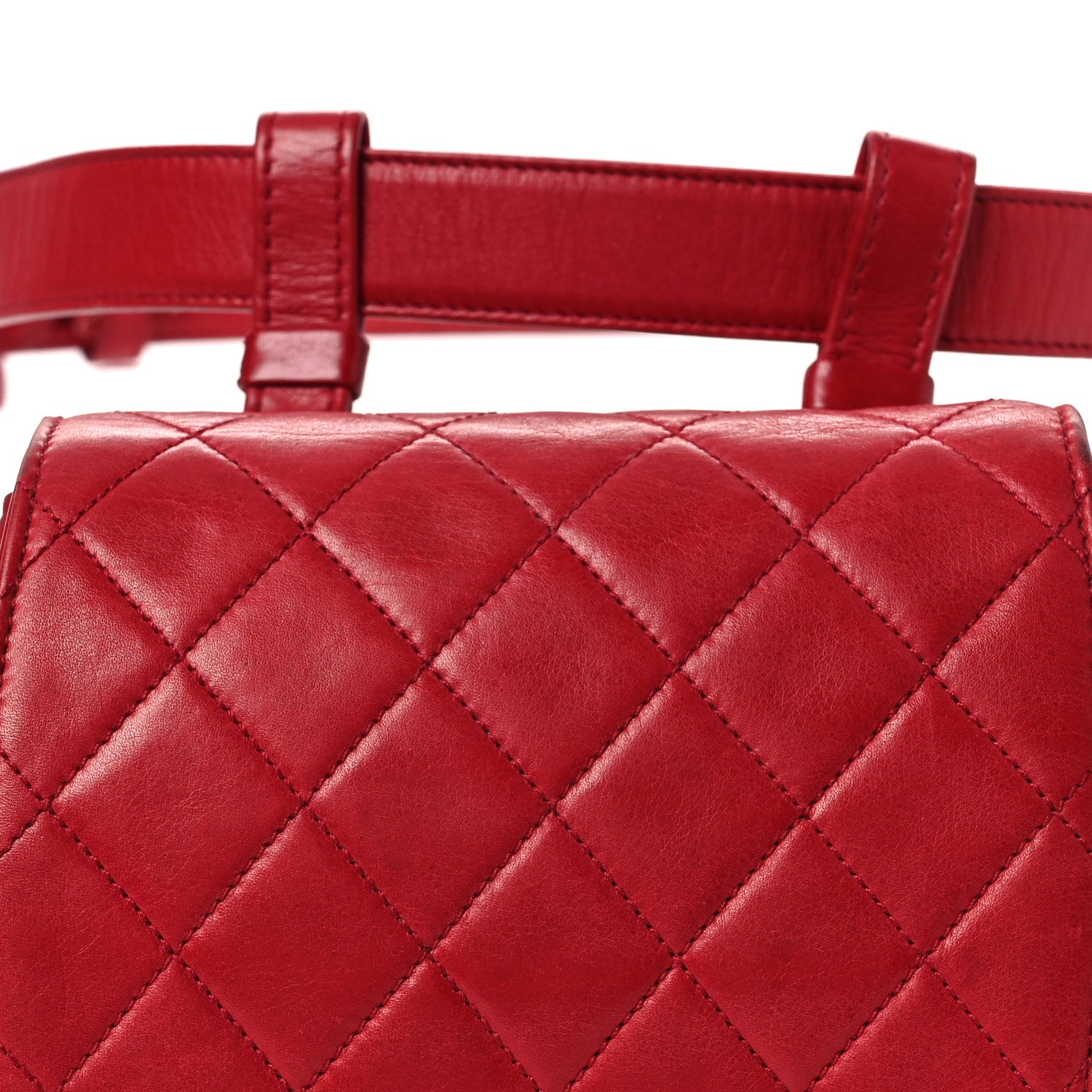 Chanel Lambskin Quilted Flap Waist Belt Bag 75 30 Red 9 of 17
