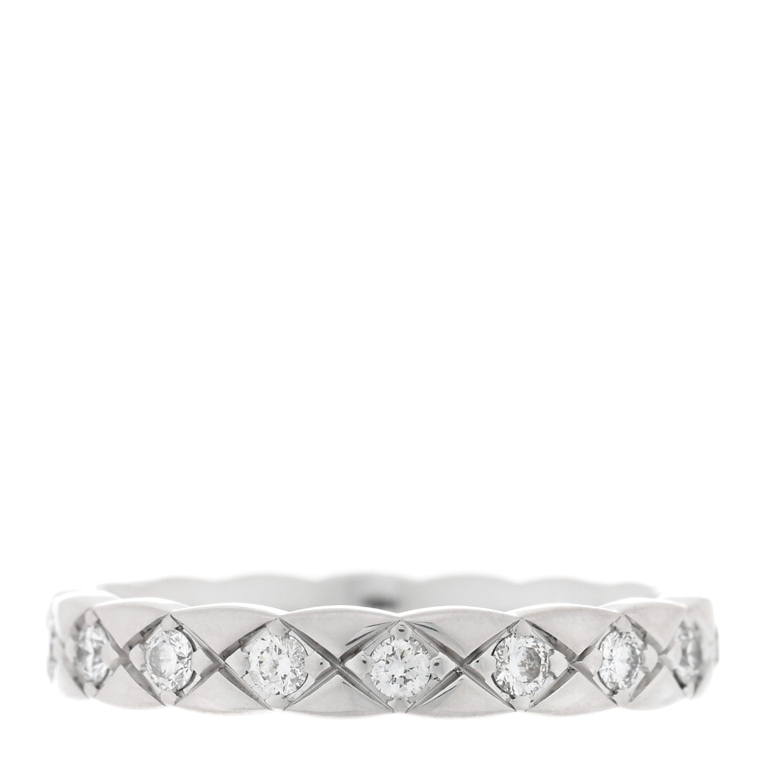 Chanel 18K White Gold Diamond Mini Coco Crush Ring 50 5.25 1 of 4