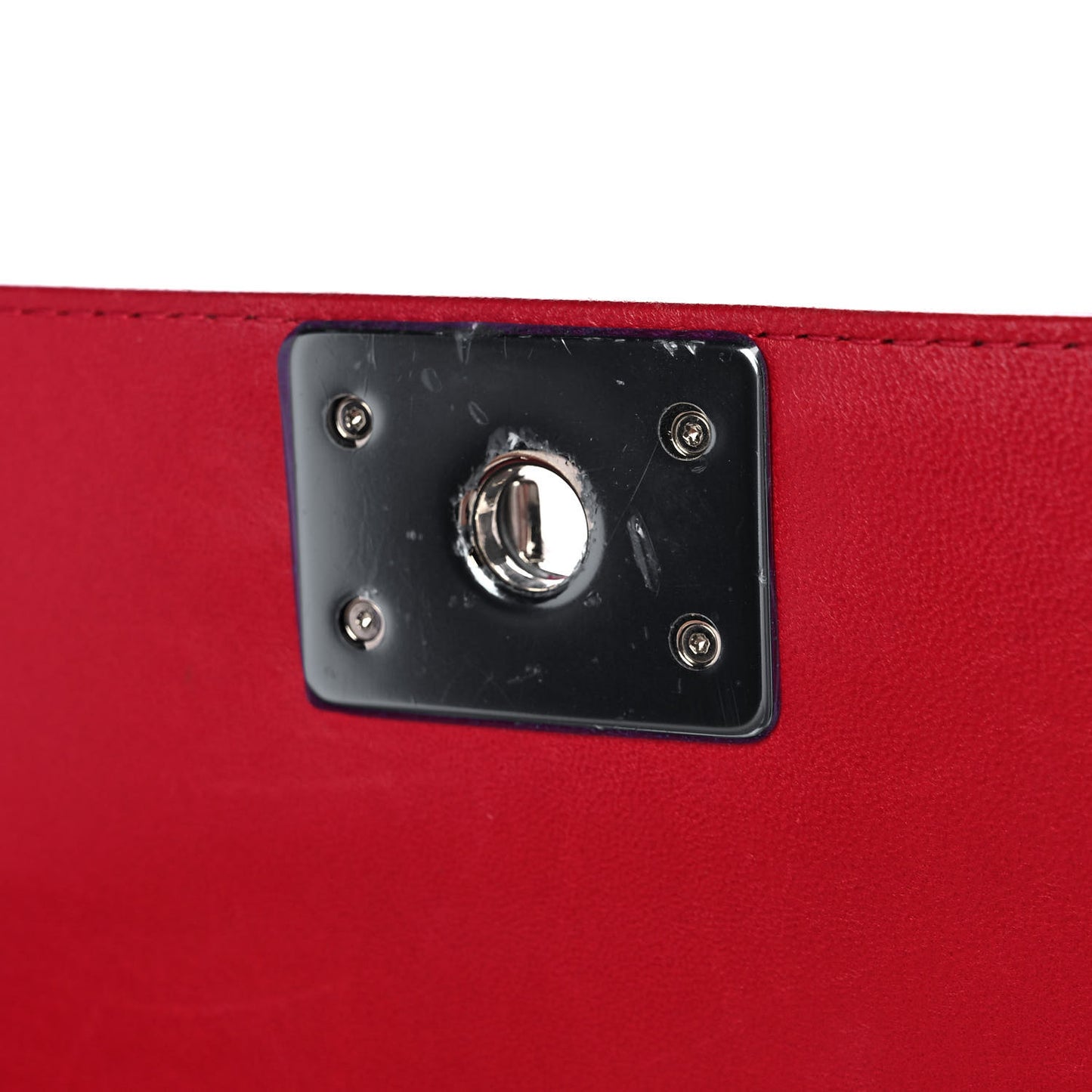 Perforated Lambskin Quilted Medium Boy Flap Red