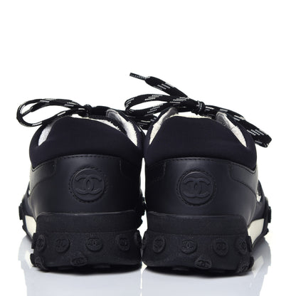 Chanel Calfskin Mesh Lycra Womens Logo Sneakers 36.5 Black 5 of 9