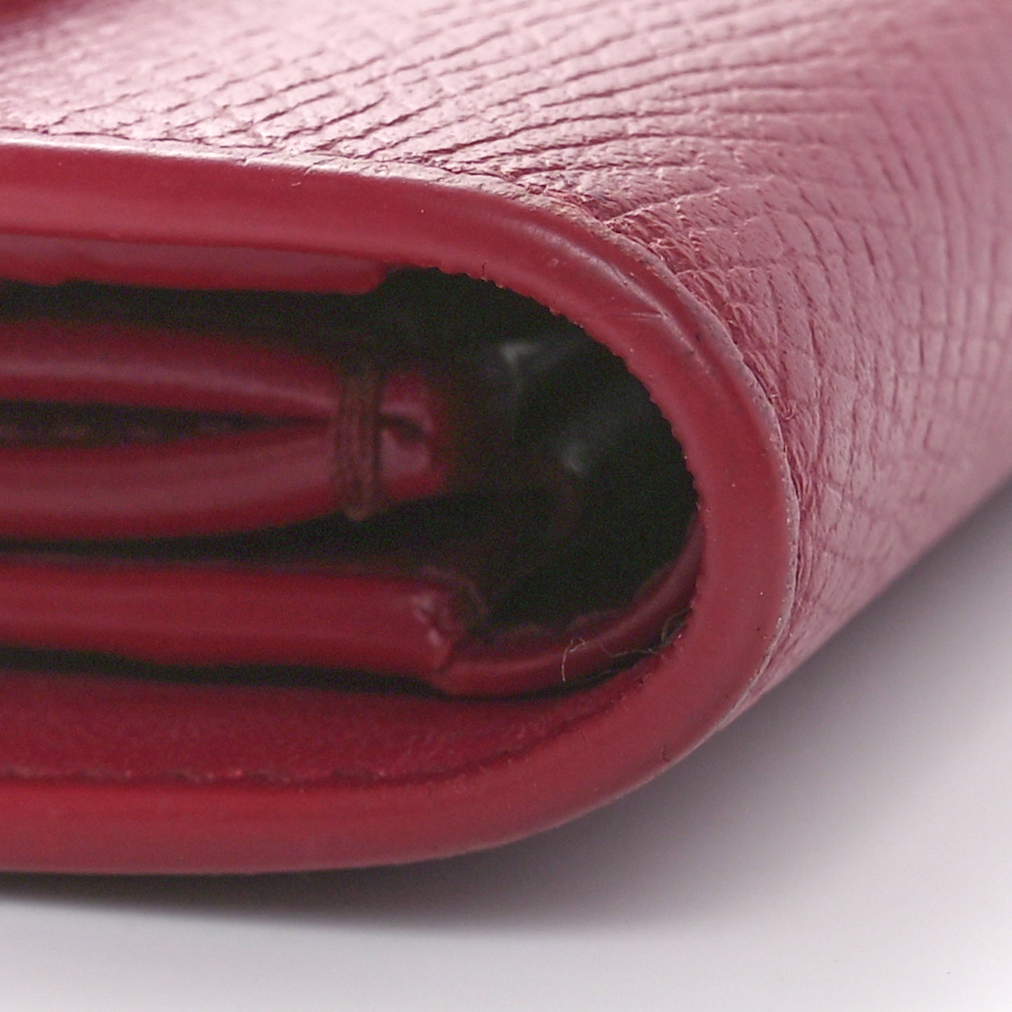 Grained Calfskin Small Tri-Fold Wallet Red