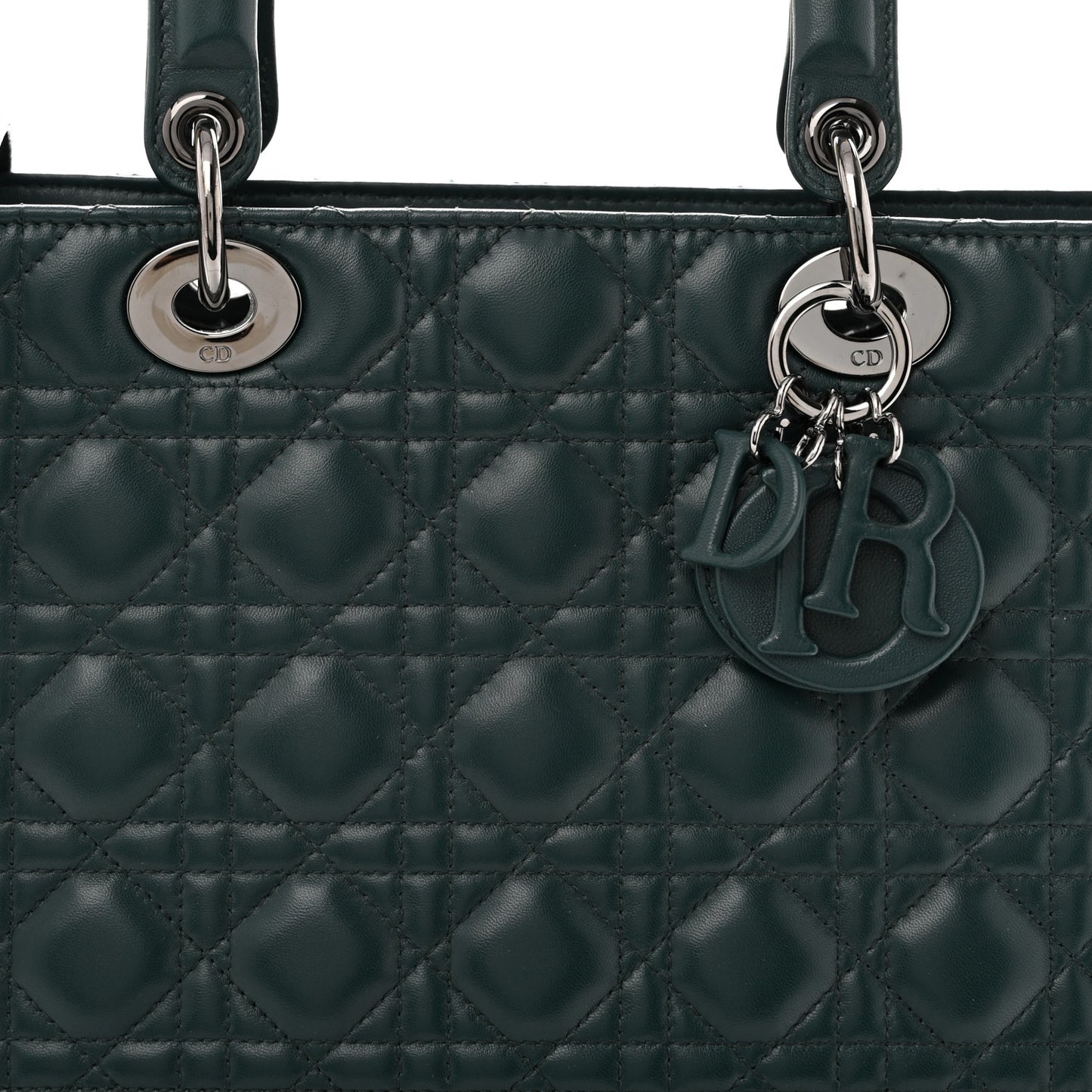 Lambskin Cannage Large Lady Dior Dark Green