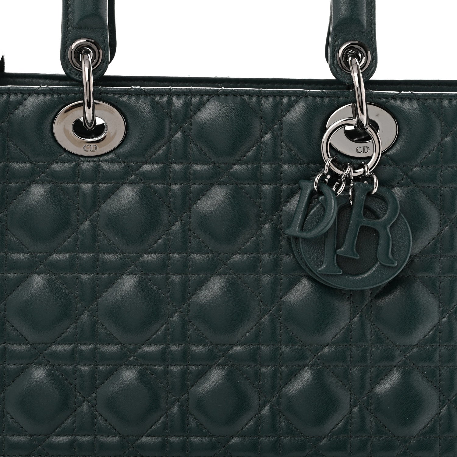 Christian Dior Lambskin Cannage Large Lady Dior Dark Green 8 of 13