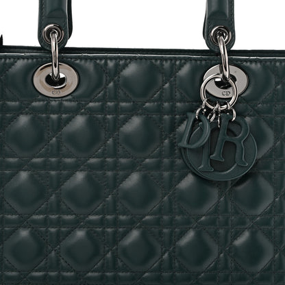 Christian Dior Lambskin Cannage Large Lady Dior Dark Green 8 of 13