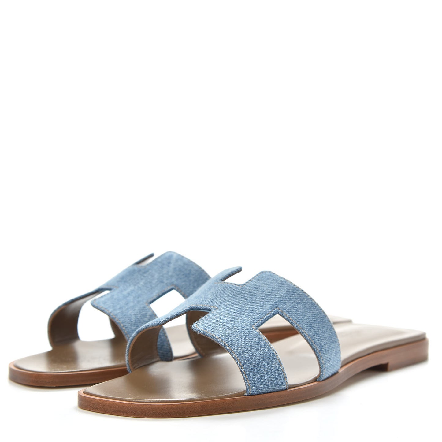 Denim Canvas Oran Sandals 38 Bleu Clair