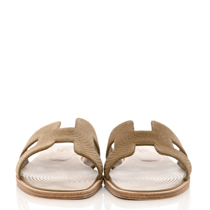 Hermes Suede Goatskin Oran Sandals 36.5 Beige Sable 2 of 9