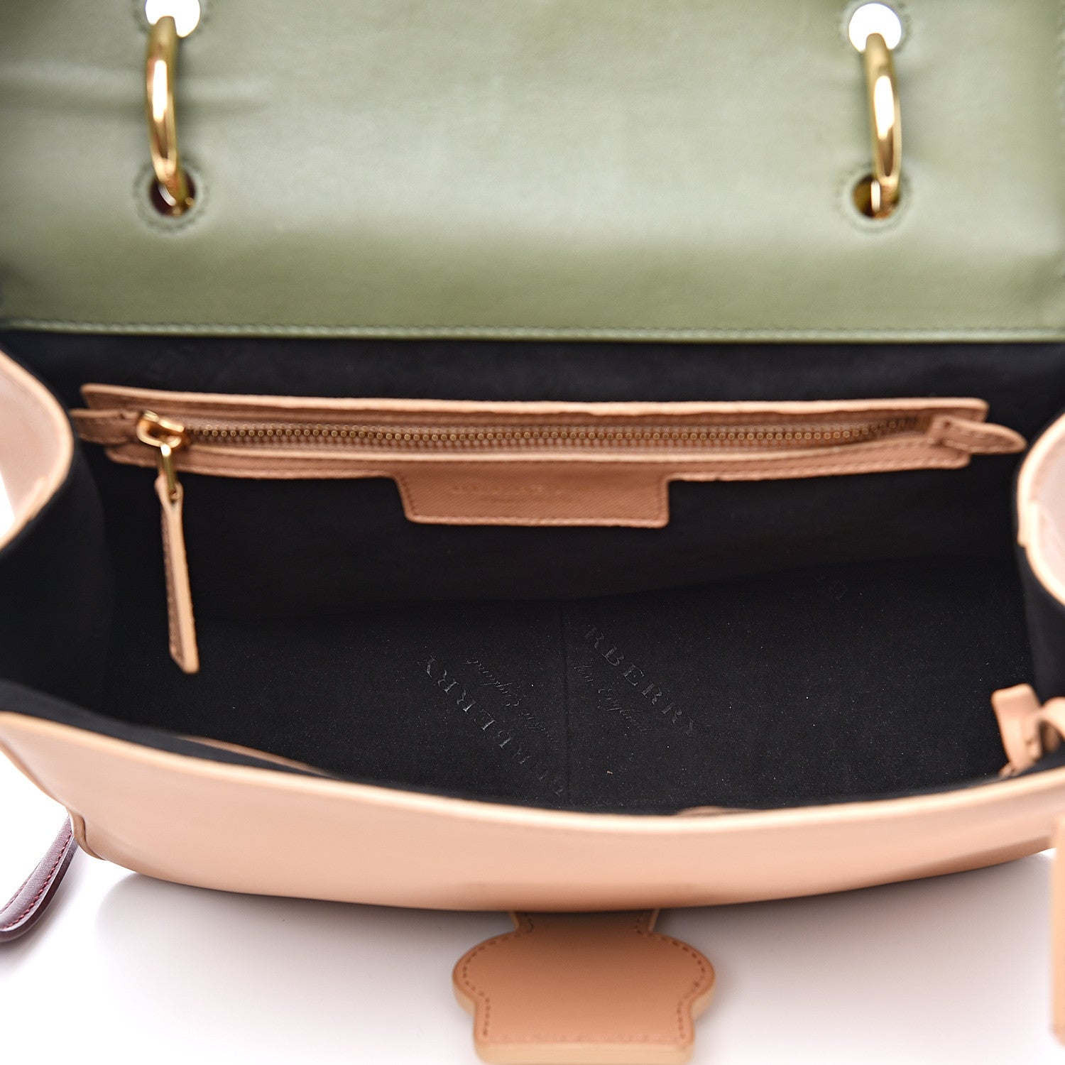 Burberry Trench Calfskin Medium DK88 Top Handle Bag Pale Clementine Moss Green 5 of 15