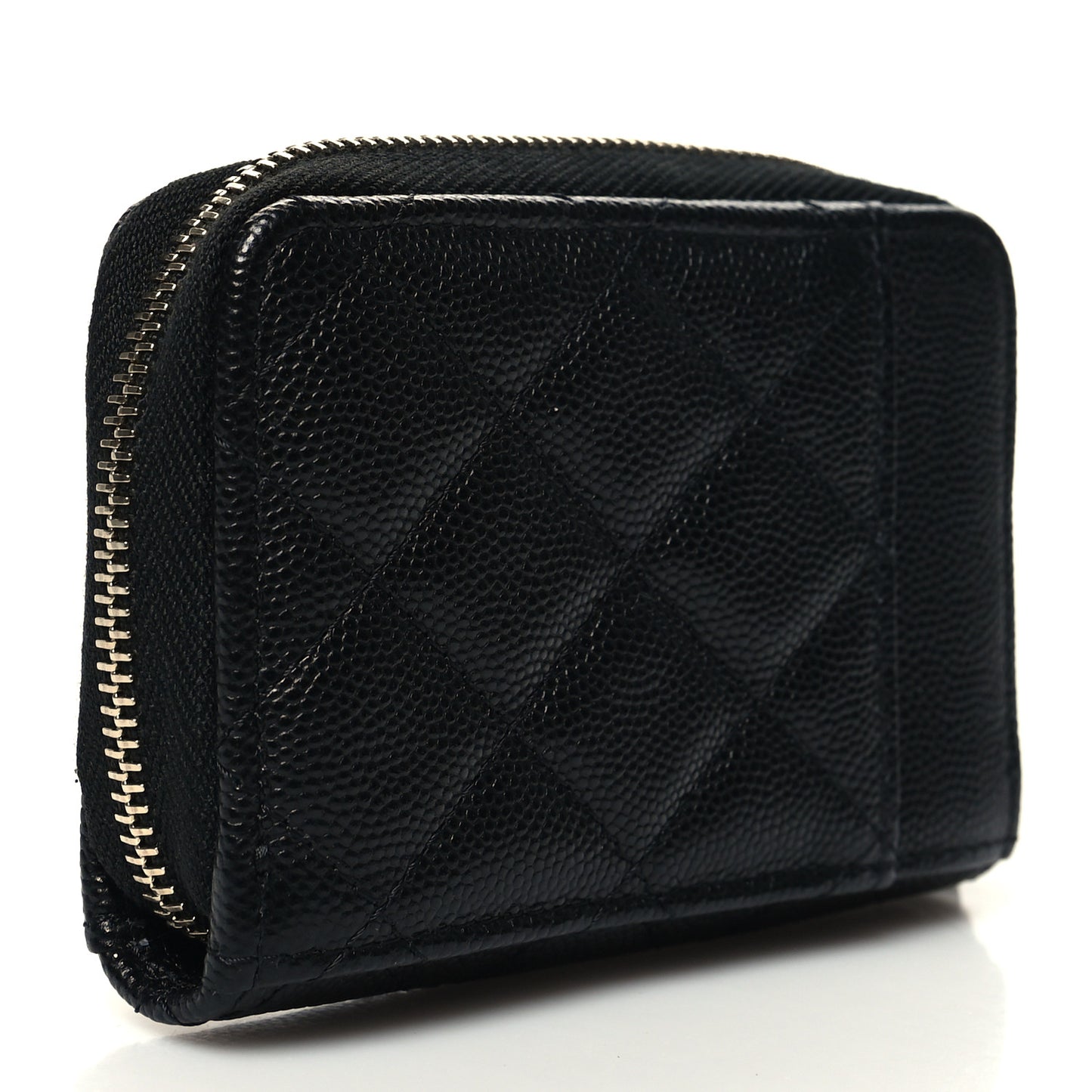 Caviar Quilted Zip Card Holder Black