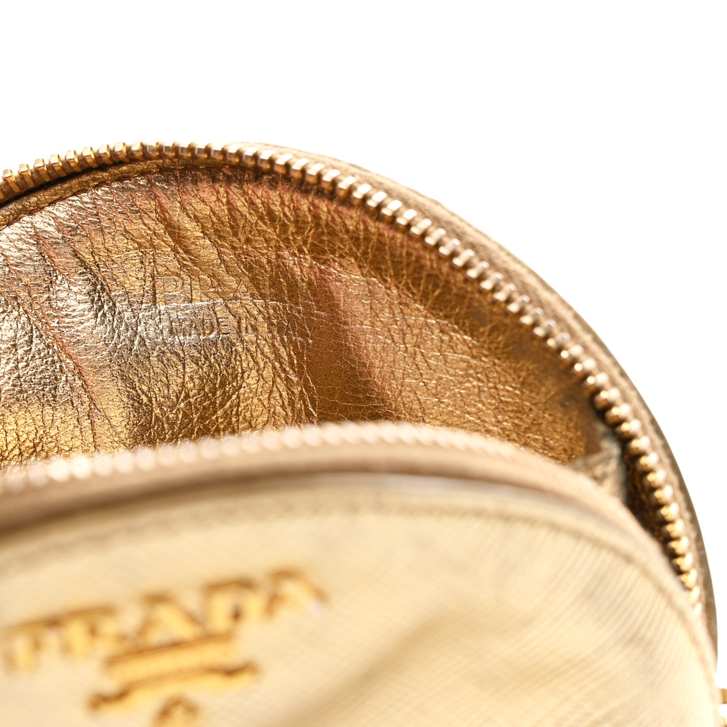 Prada Saffiano Metal Coin Purse Gold 6 of 8