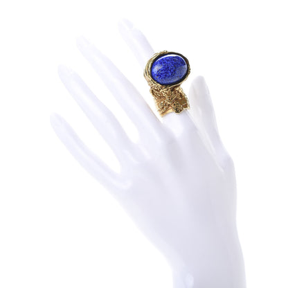 Saint Laurent Glass Cabochon Arty Ovale Ring 5 Gold Lapis 2 of 5