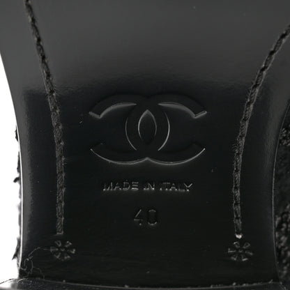 Chanel Iridescent Wool Silk Tweed Calfskin CC Cap Toe High Boots 40 Black 8 of 9