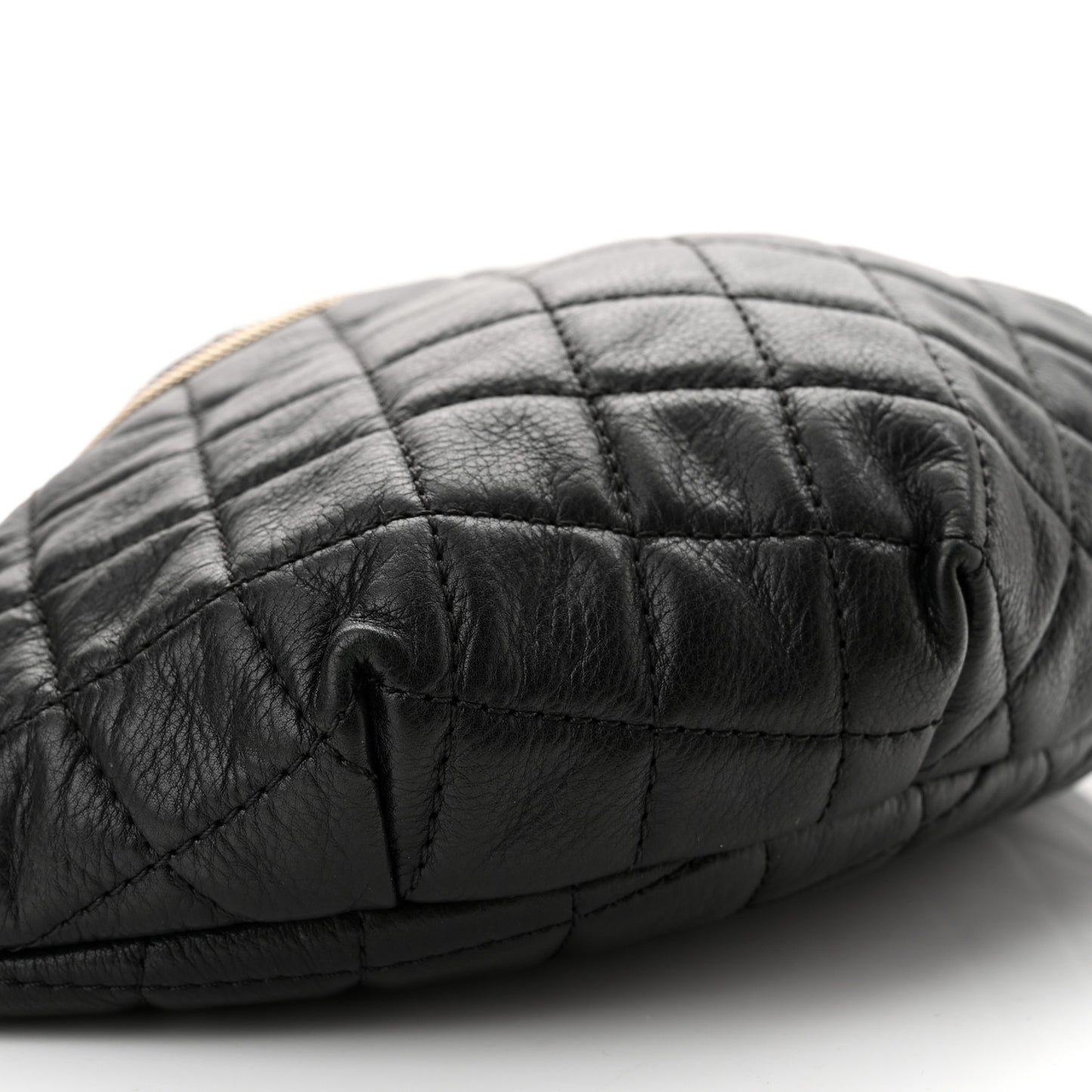 Calfskin Quilted Banane Waist Bag Fanny Pack Black