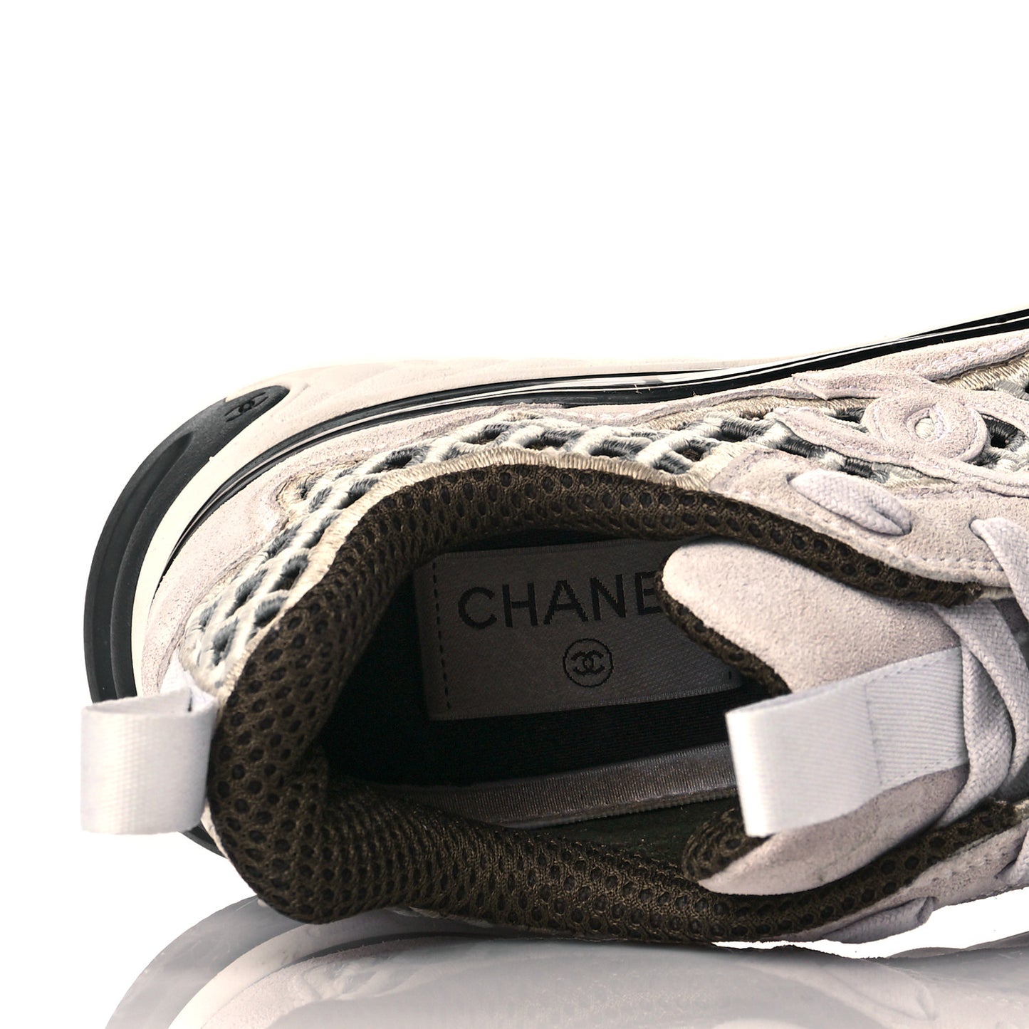 Suede Calfskin Embroidered CC Sneakers 37 Ecru Light Gray