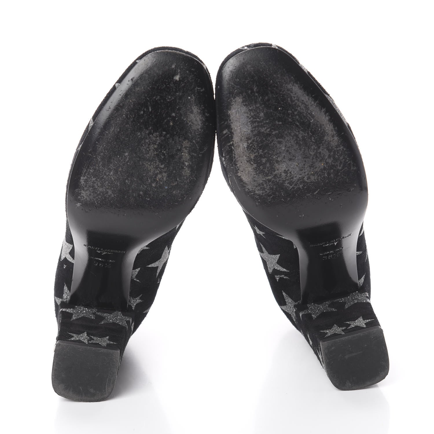Saint Laurent Suede Glitter Stars Babies 90 Ankle Boots 36.5 Black Argent 5 of 7