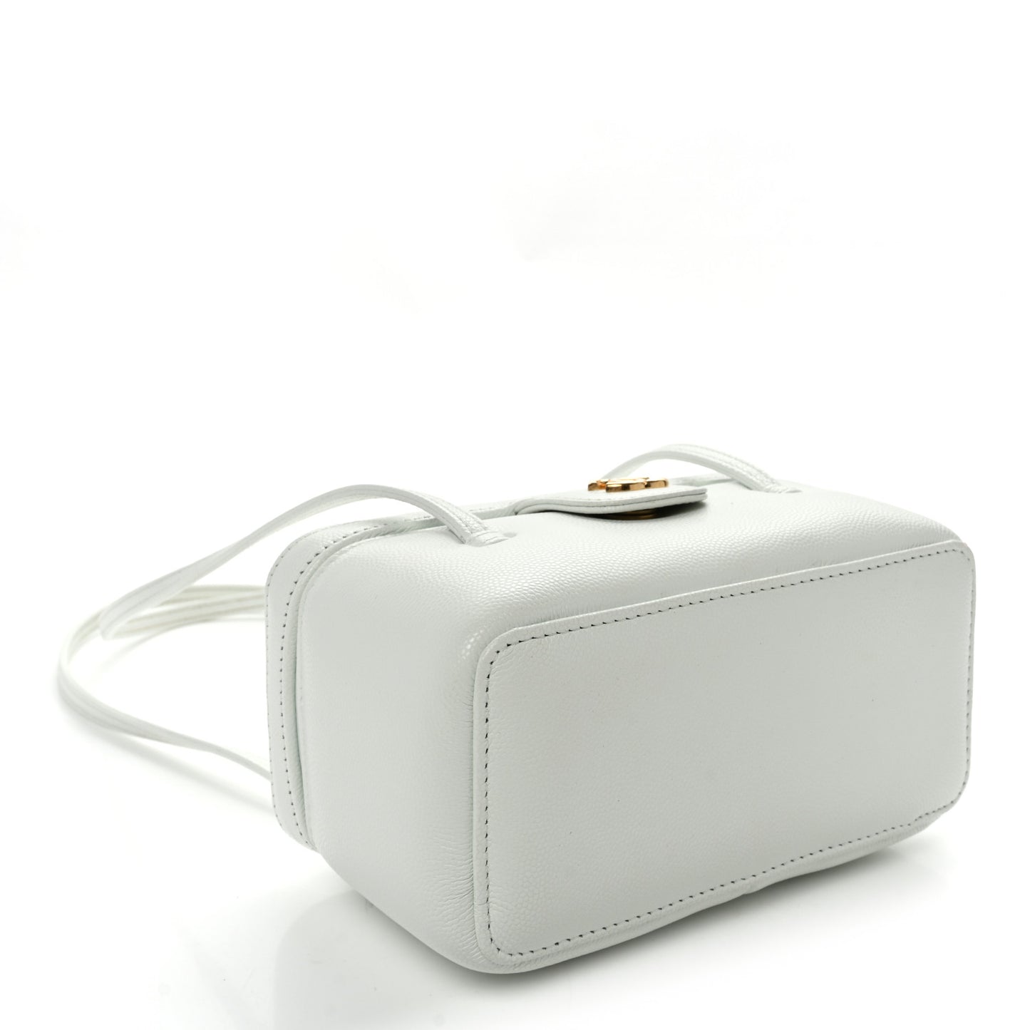 Shiny Caviar Preppy Coco Long Vanity With Strap Light Blue