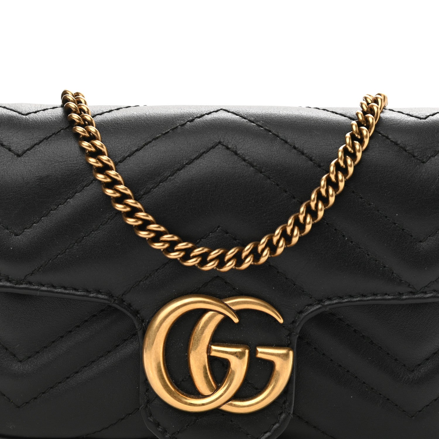 Gucci Calfskin Matelasse Super Mini GG Marmont Shoulder Bag Black 8 of 10