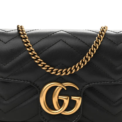 Gucci Calfskin Matelasse Super Mini GG Marmont Shoulder Bag Black 8 of 10