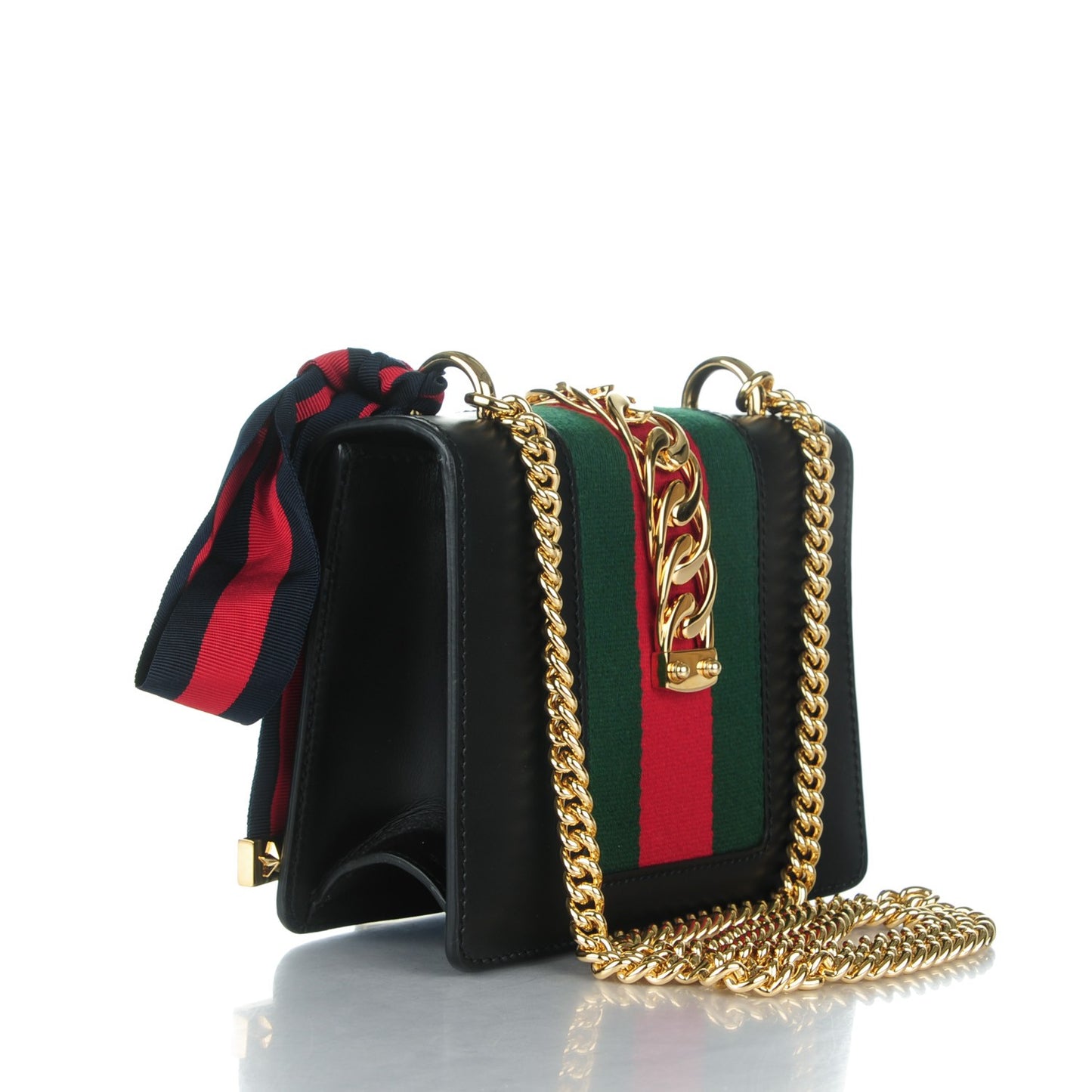 Calfskin Mini Sylvie Chain Shoulder Bag Black