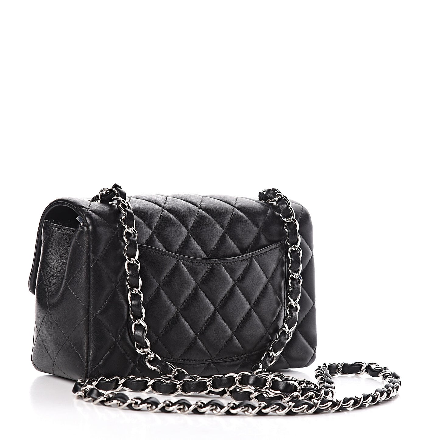 Lambskin Quilted Mini Rectangular Flap Black
