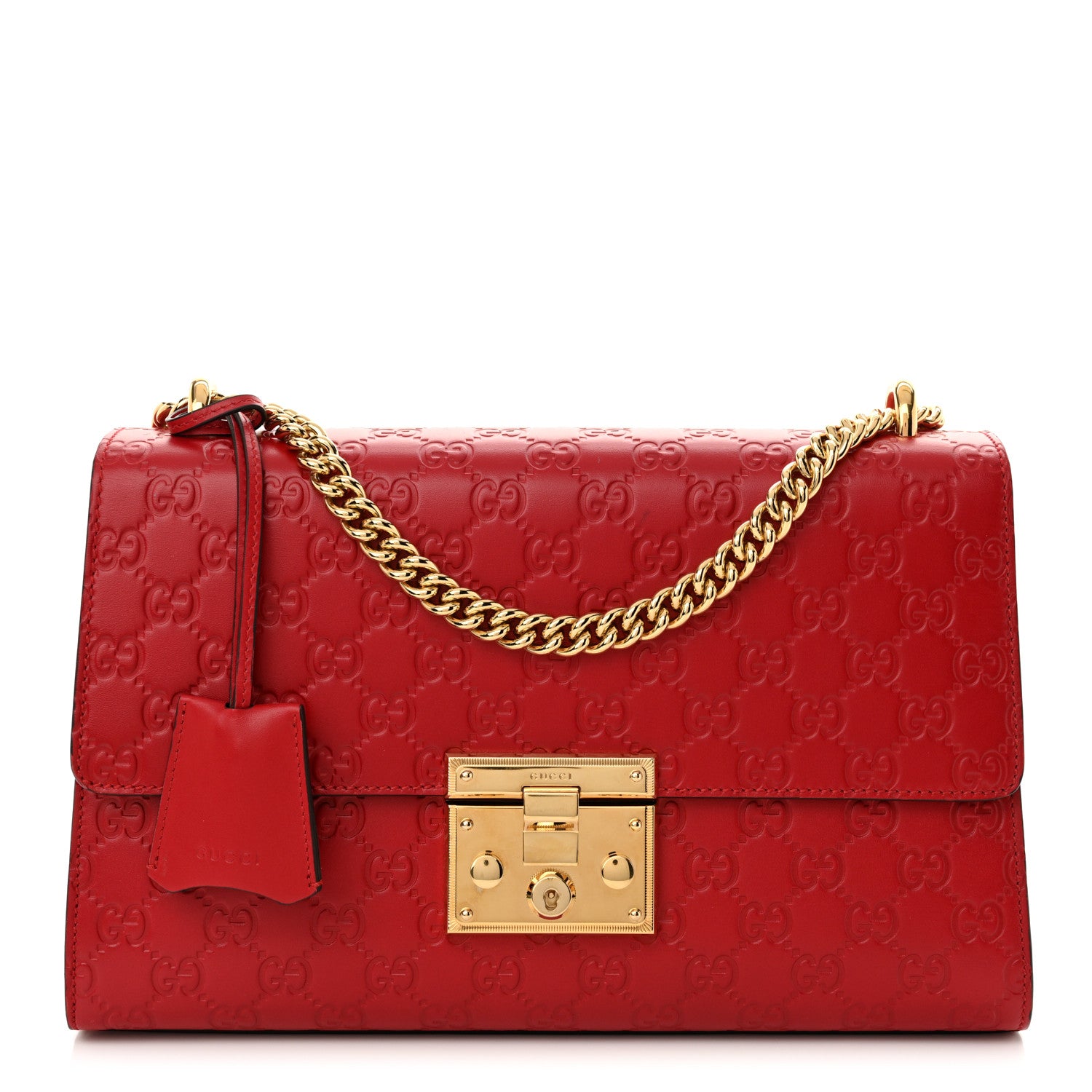 Gucci Guccissima Medium Padlock Shoulder Bag Hibiscus Red 1 of 13