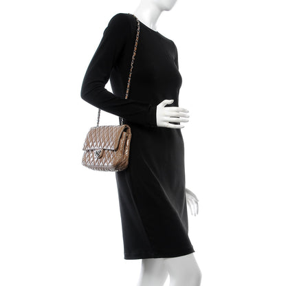 Chanel Crinkled Patent Quilted Medium Double Flap Beige 2 of 8