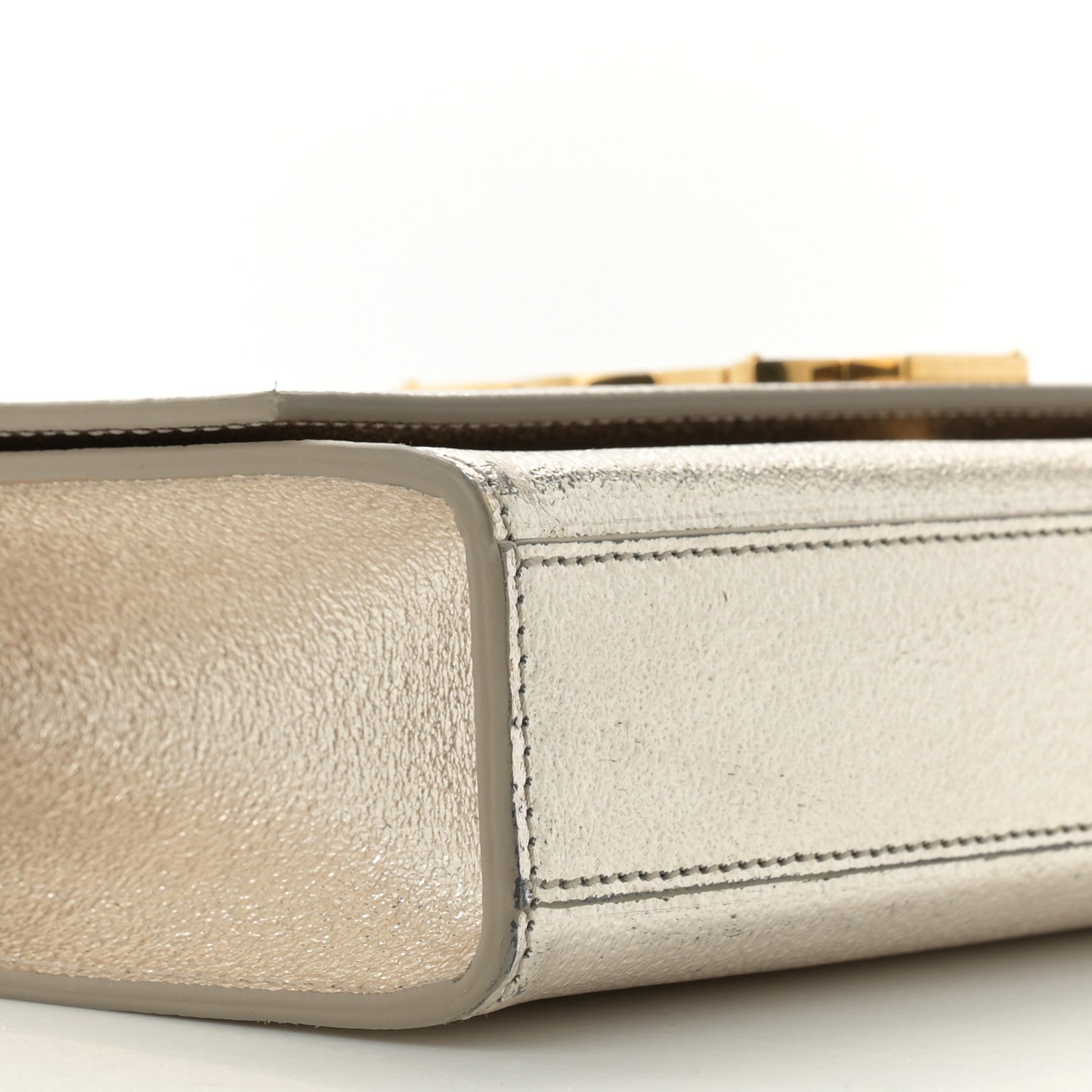 Saint Laurent Metallic Calfskin Medium Classic Monogram Kate Satchel Pale Gold 8 of 9