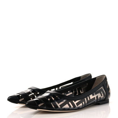 Fendi PVC Calfskin FF Colibri Ballerina Flats 38 Black 3 of 9