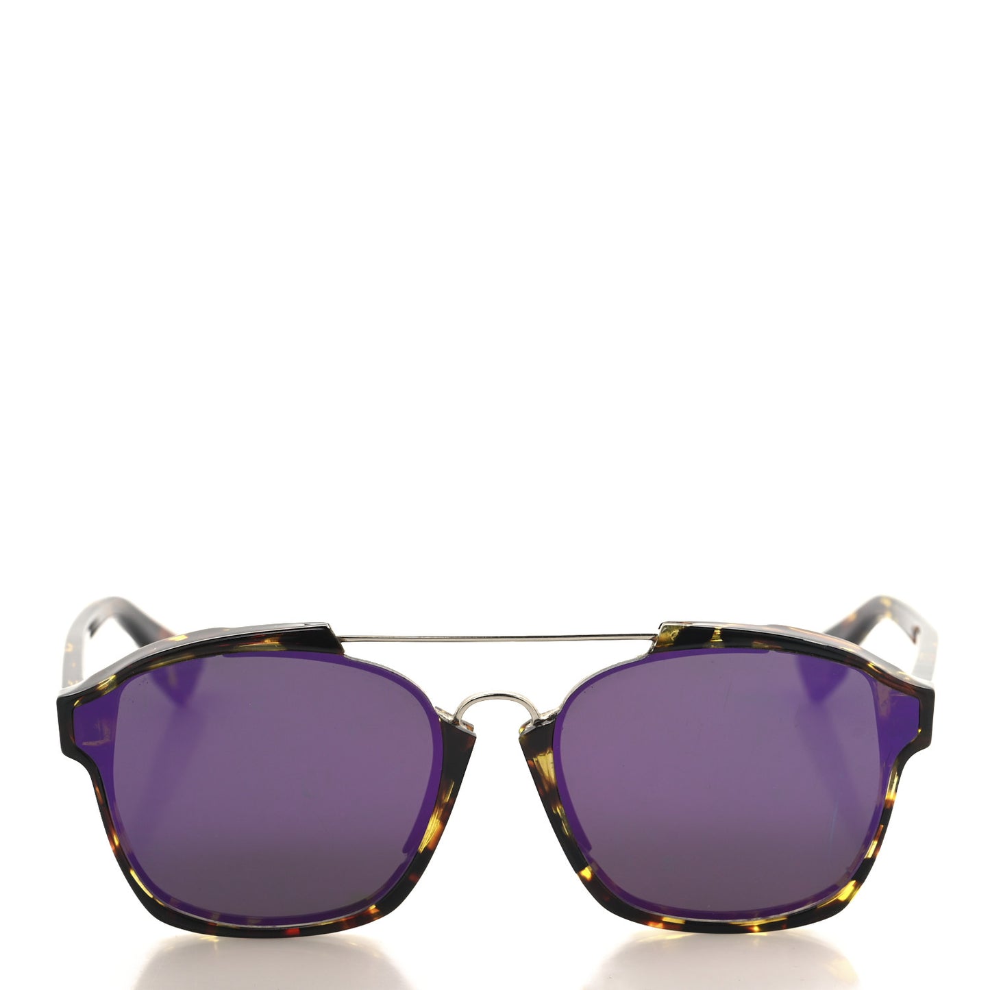 Abstract Square Mirrored Sunglasses Spotted Havana Purple