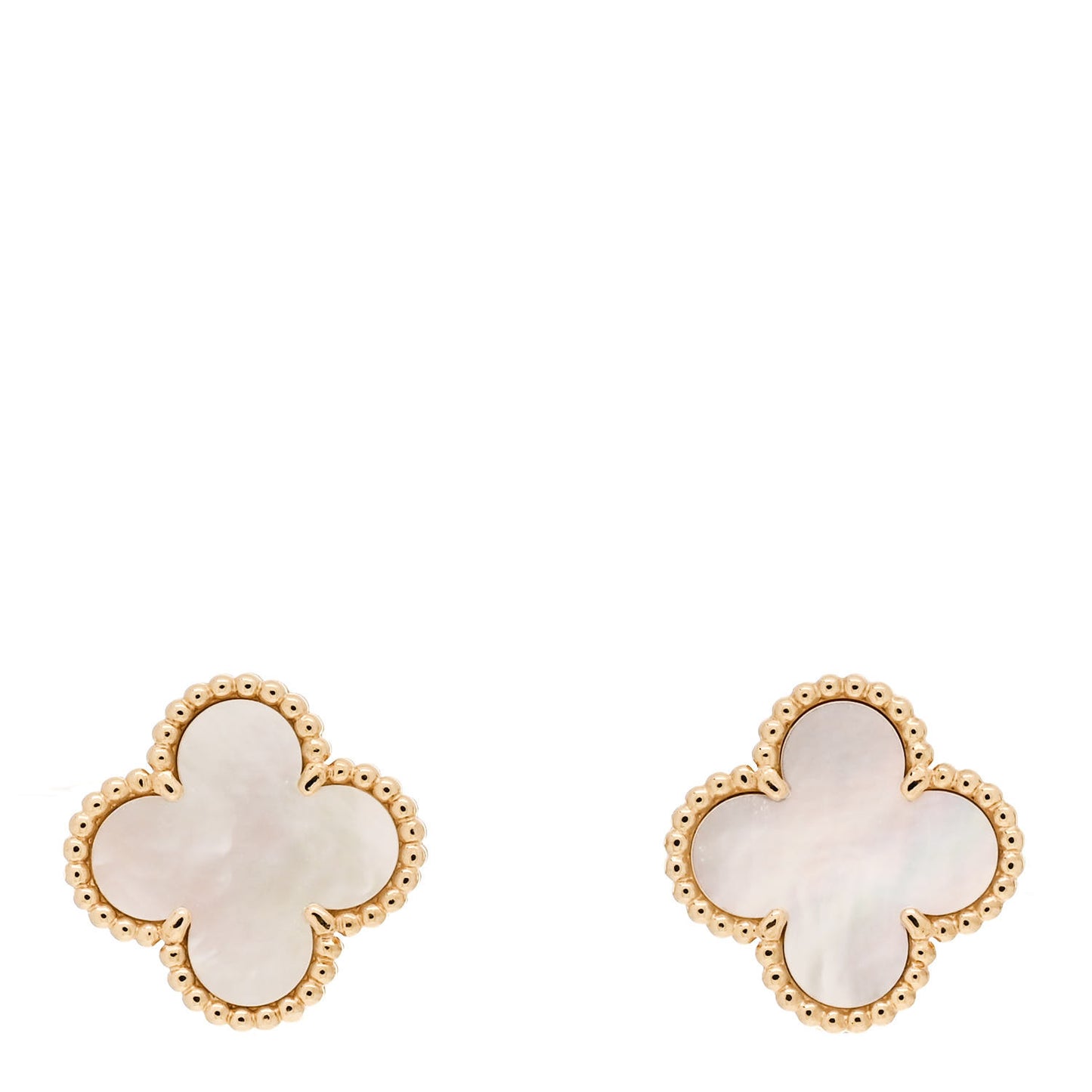 18K Yellow Gold Mother of Pearl Vintage Alhambra Earrings
