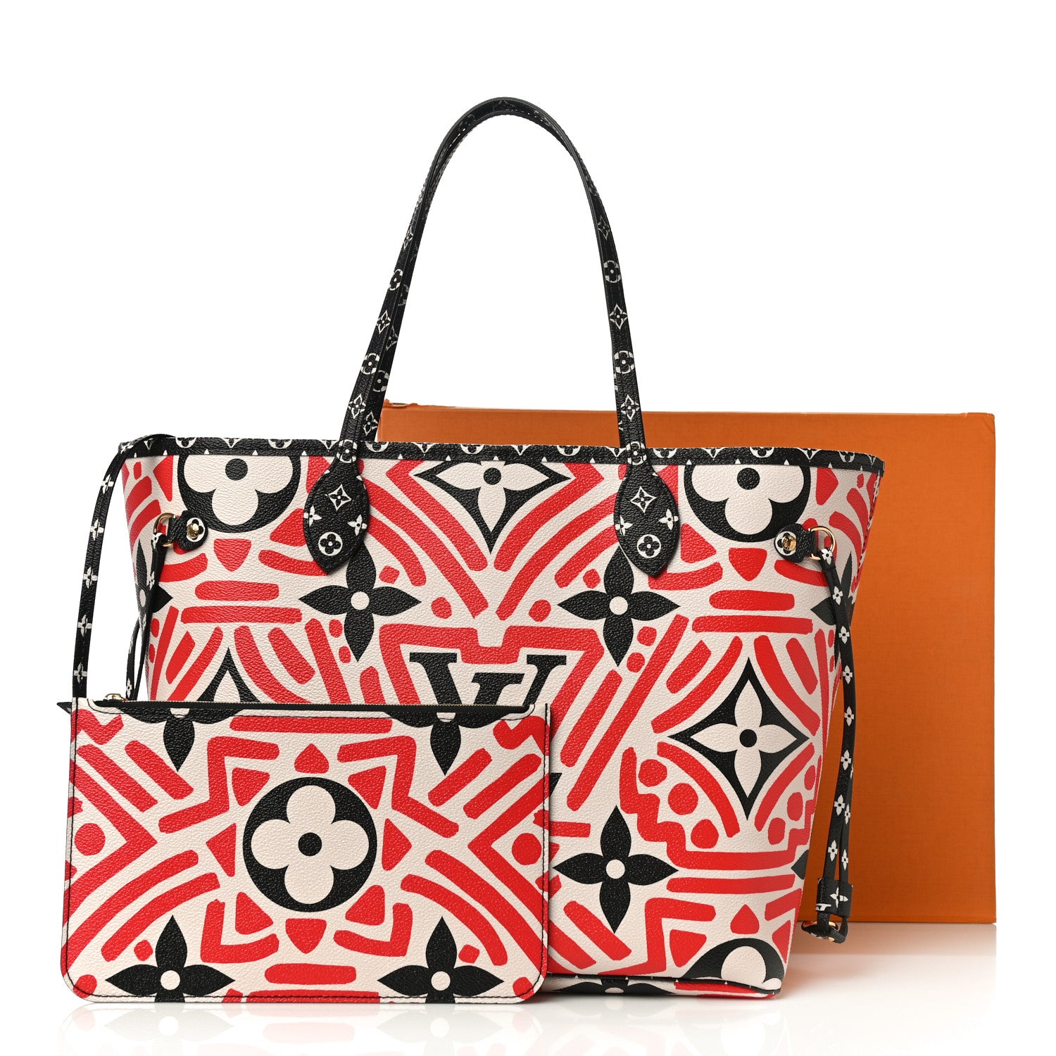 Louis Vuitton Monogram Giant Crafty Neverfull MM Creme Rouge Black 10 of 10